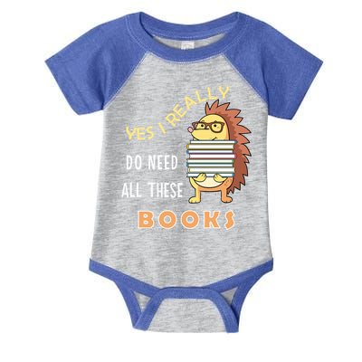 Hedgehog Book Lovers Funny Reading Books Library Literacy Cool Gift Infant Baby Jersey Bodysuit