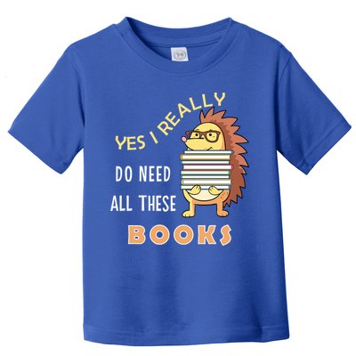 Hedgehog Book Lovers Funny Reading Books Library Literacy Cool Gift Toddler T-Shirt