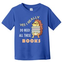 Hedgehog Book Lovers Funny Reading Books Library Literacy Cool Gift Toddler T-Shirt