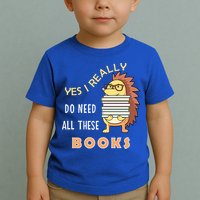 Hedgehog Book Lovers Funny Reading Books Library Literacy Cool Gift Toddler T-Shirt