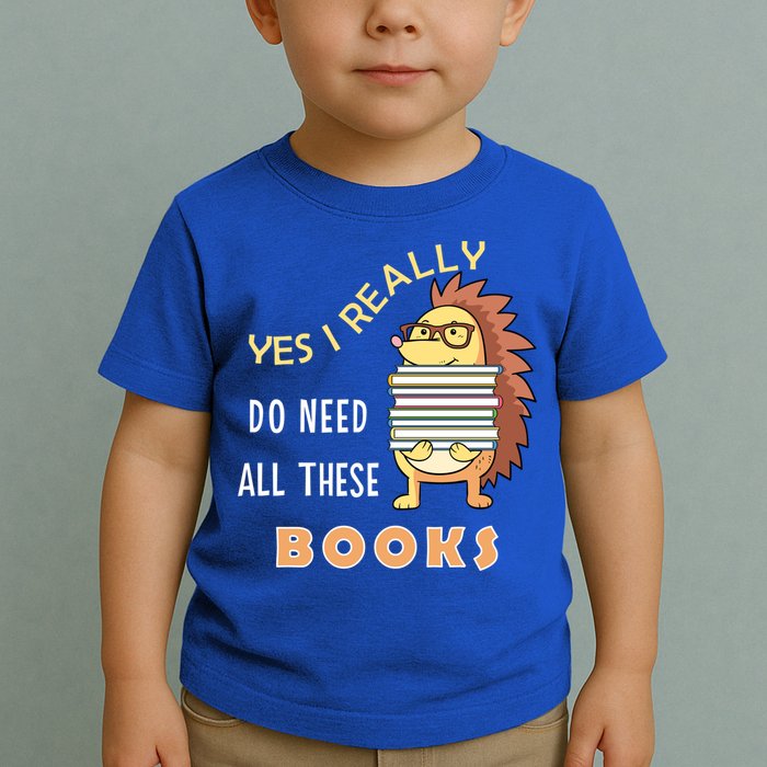 Hedgehog Book Lovers Funny Reading Books Library Literacy Cool Gift Toddler T-Shirt