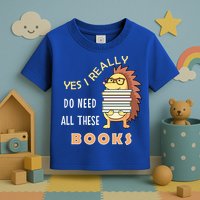 Hedgehog Book Lovers Funny Reading Books Library Literacy Cool Gift Toddler T-Shirt