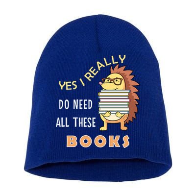 Hedgehog Book Lovers Funny Reading Books Library Literacy Cool Gift Short Acrylic Beanie