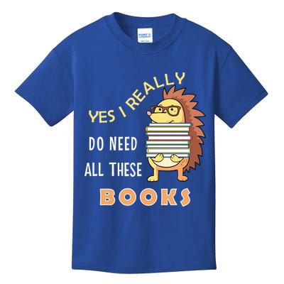 Hedgehog Book Lovers Funny Reading Books Library Literacy Cool Gift Kids T-Shirt