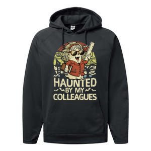 Haunted By My Colleagues Women Teacher Halloween Ghost Funny Performance Fleece Hoodie