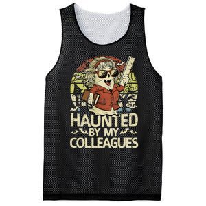 Haunted By My Colleagues Women Teacher Halloween Ghost Funny Mesh Reversible Basketball Jersey Tank