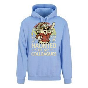 Haunted By My Colleagues Women Teacher Halloween Ghost Funny Unisex Surf Hoodie