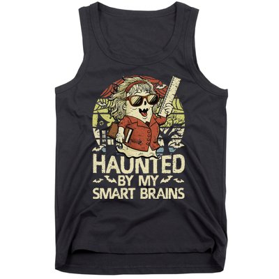 Haunted By My Smart Brains Halloween Teacher Ghost Women Tank Top