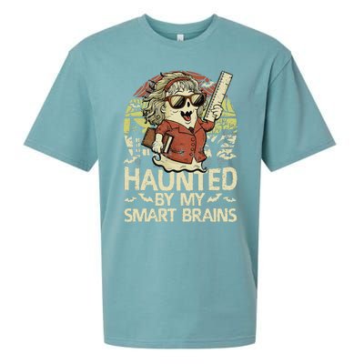 Haunted By My Smart Brains Halloween Teacher Ghost Women Sueded Cloud Jersey T-Shirt