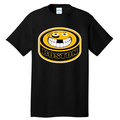 Hockey Boston Mass. Funny Puck Smile Face Tall T-Shirt