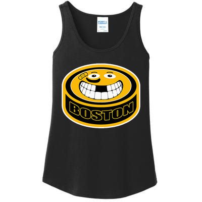 Hockey Boston Mass. Funny Puck Smile Face Ladies Essential Tank