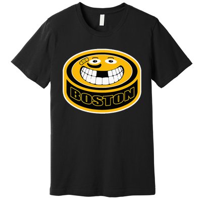 Hockey Boston Mass. Funny Puck Smile Face Premium T-Shirt