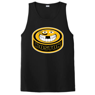 Hockey Boston Mass. Funny Puck Smile Face PosiCharge Competitor Tank