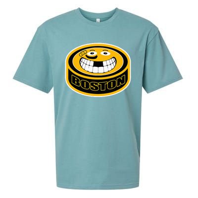 Hockey Boston Mass. Funny Puck Smile Face Sueded Cloud Jersey T-Shirt