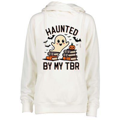 Haunted By My Tbr Boo Halloween Book Womens Funnel Neck Pullover Hood