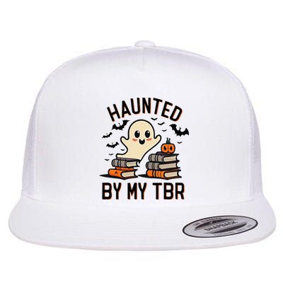 Haunted By My Tbr Boo Halloween Book Flat Bill Trucker Hat