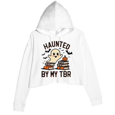 Haunted By My Tbr Boo Halloween Book Crop Fleece Hoodie