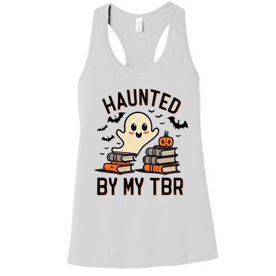 Haunted By My Tbr Boo Halloween Book Women's Racerback Tank