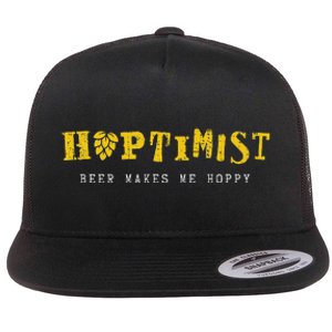 Hoptimist Beer Makes Me Hoppy Flat Bill Trucker Hat