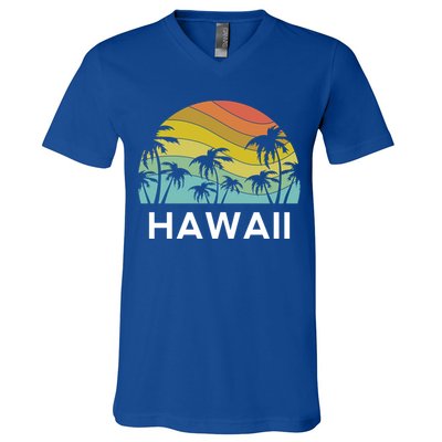 Hawaii Beach Maui Retro Hawaiian Surf Big Island Party Aloha Gift V-Neck T-Shirt