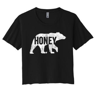 Honey Bear Matching Family Camping Bear Funny Honey Women's Crop Top Tee