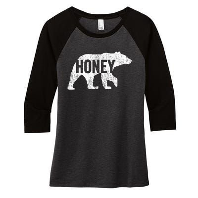 Honey Bear Matching Family Camping Bear Funny Honey Women's Tri-Blend 3/4-Sleeve Raglan Shirt