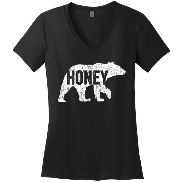 Honey Bear Matching Family Camping Bear Funny Honey Women's V-Neck T-Shirt