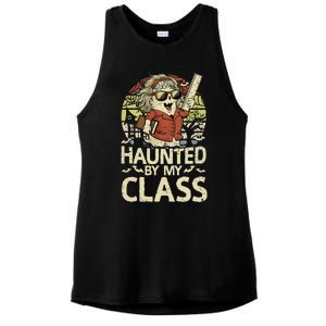 Haunted By My Class Funny Women Ghost Halloween Teacher Ladies PosiCharge Tri-Blend Wicking Tank