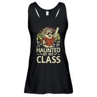 Haunted By My Class Funny Women Ghost Halloween Teacher Ladies Essential Flowy Tank