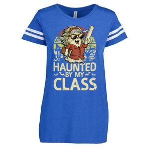 Haunted By My Class Funny Women Ghost Halloween Teacher Enza Ladies Jersey Football T-Shirt