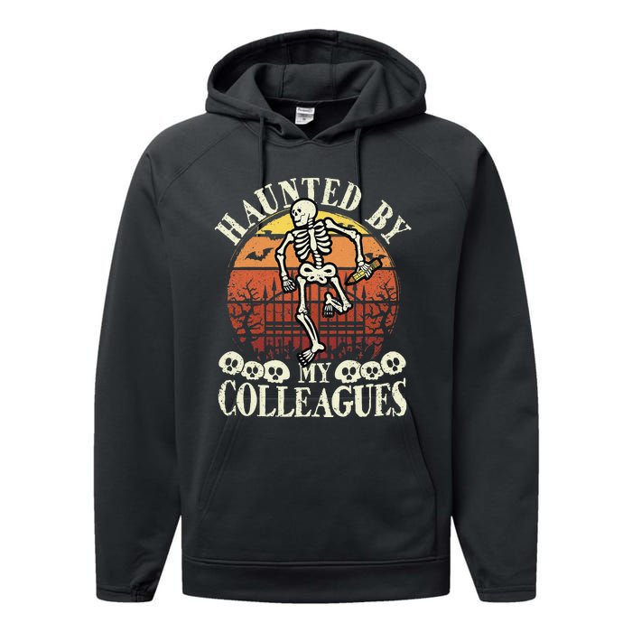 Haunted By My Colleagues Teacher Spooky Skeleton Halloween Performance Fleece Hoodie