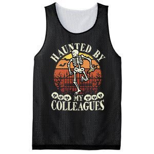 Haunted By My Colleagues Teacher Spooky Skeleton Halloween Mesh Reversible Basketball Jersey Tank