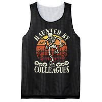 Haunted By My Colleagues Teacher Spooky Skeleton Halloween Mesh Reversible Basketball Jersey Tank