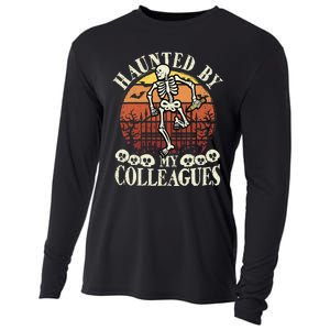 Haunted By My Colleagues Teacher Spooky Skeleton Halloween Cooling Performance Long Sleeve Crew