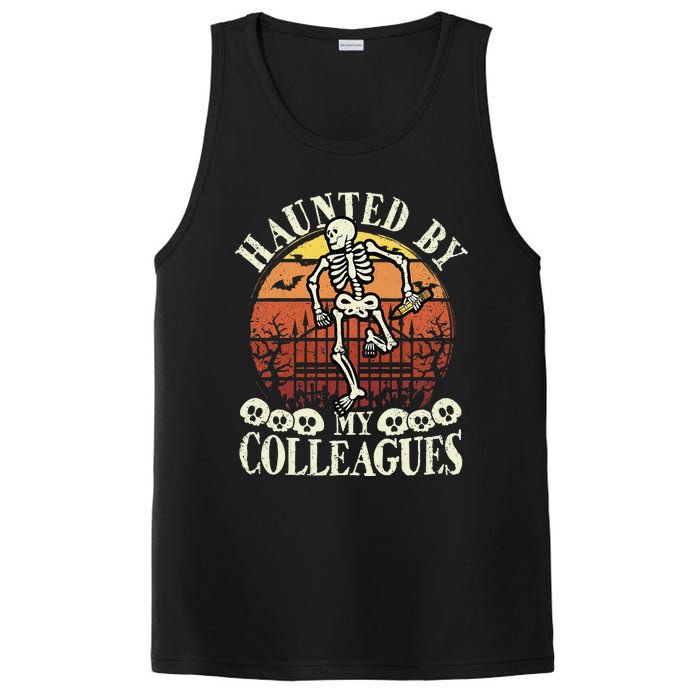 Haunted By My Colleagues Teacher Spooky Skeleton Halloween PosiCharge Competitor Tank