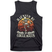 Haunted By My Colleagues Teacher Spooky Skeleton Halloween Tank Top