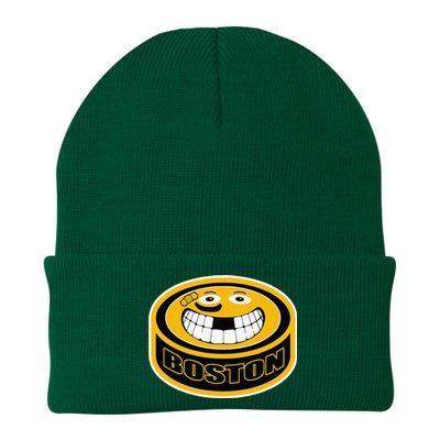 Hockey Boston Mass. Puck Smile Face Gift Knit Cap Winter Beanie