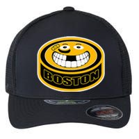 Hockey Boston Mass. Puck Smile Face Gift Flexfit Unipanel Trucker Cap