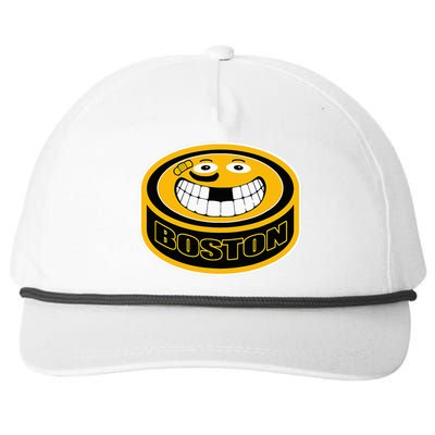 Hockey Boston Mass. Puck Smile Face Gift Snapback Five-Panel Rope Hat