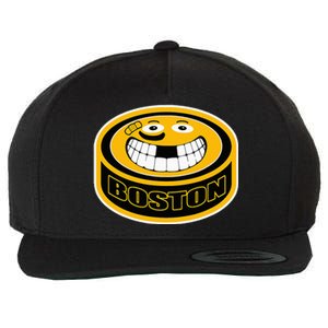 Hockey Boston Mass. Puck Smile Face Gift Wool Snapback Cap