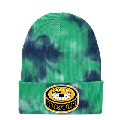 Hockey Boston Mass. Puck Smile Face Gift Tie Dye 12in Knit Beanie