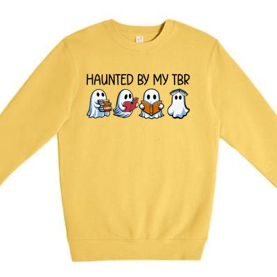 Haunted By My Tbr Funny Ghosts Reading Halloween Books Gift Premium Crewneck Sweatshirt