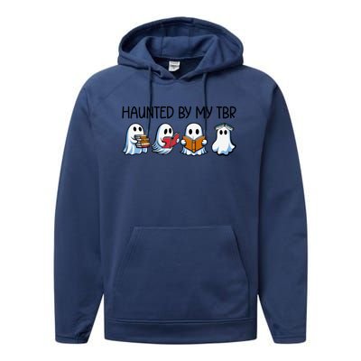 Haunted By My Tbr Funny Ghosts Reading Halloween Books Gift Performance Fleece Hoodie