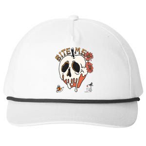 Halloween Bite Me Funny Design Funny Gift Snapback Five-Panel Rope Hat