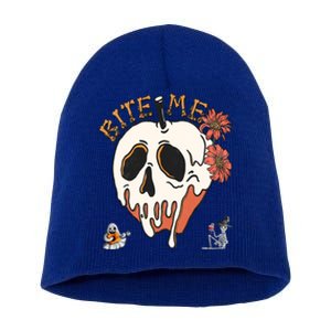 Halloween Bite Me Funny Design Funny Gift Short Acrylic Beanie