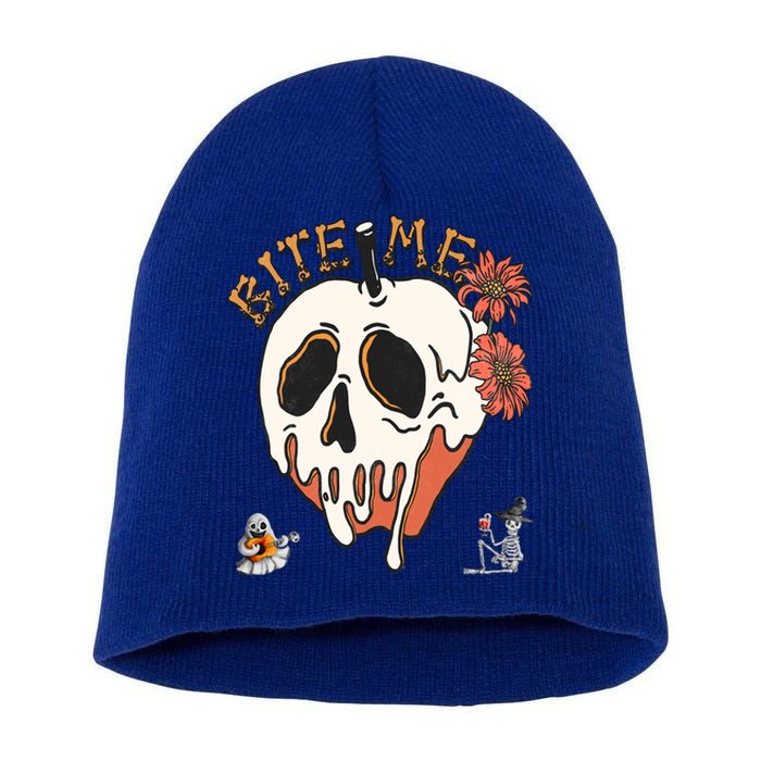 Halloween Bite Me Funny Design Funny Gift Short Acrylic Beanie