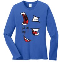 Halloween Bite Me Cute Gift Ladies Long Sleeve Shirt