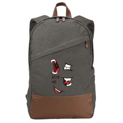 Halloween Bite Me Cute Gift Cotton Canvas Backpack