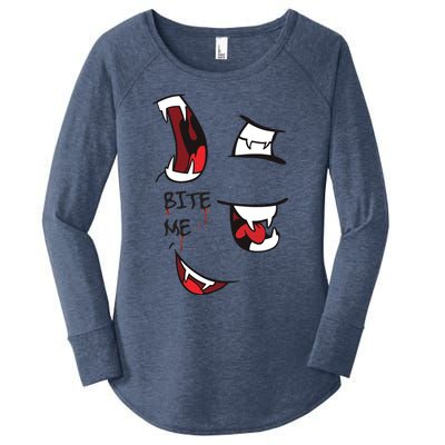 Halloween Bite Me Cute Gift Women's Perfect Tri Tunic Long Sleeve Shirt