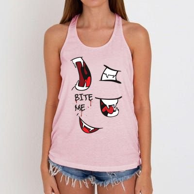 Halloween Bite Me Cute Gift Women's Knotted Racerback Tank